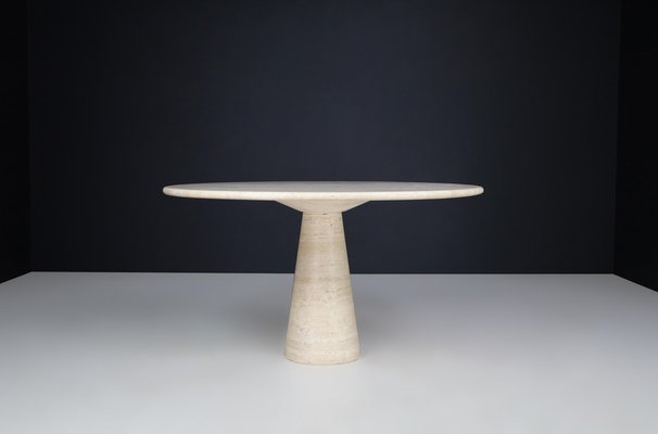 Large Round Travertine Dining or Centre Table, Italy, 1970s-TRW-1696525