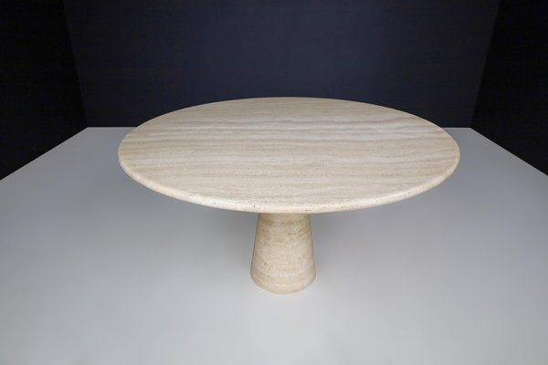 Large Round Travertine Dining or Centre Table, Italy, 1970s-TRW-1696525