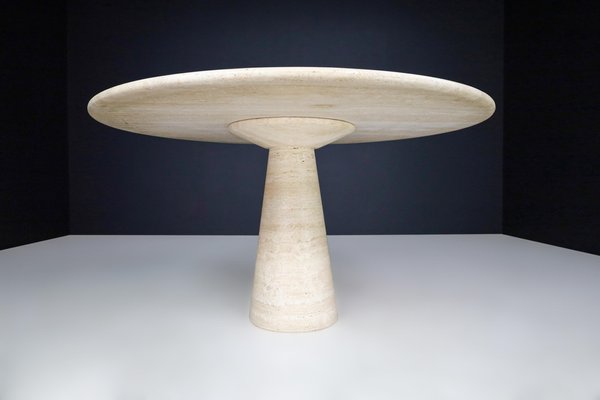 Large Round Travertine Dining or Centre Table, Italy, 1970s-TRW-1696525