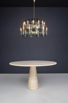 Large Round Travertine Dining or Centre Table, Italy, 1970s-TRW-1696525