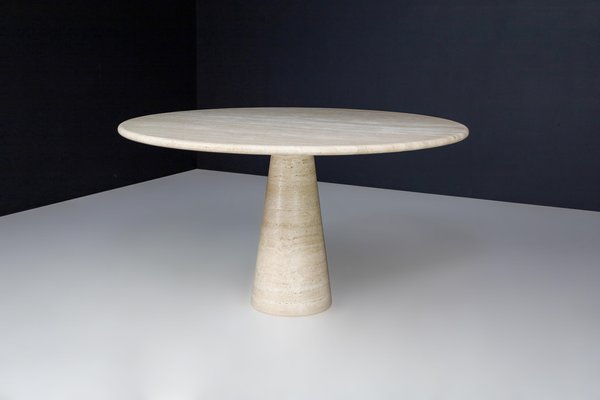 Large Round Travertine Dining or Centre Table, Italy, 1970s-TRW-1696525