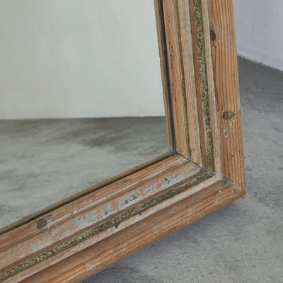 Large Rustic Mirror in Pine and Faded Paint, 1920s-LPQ-1814049