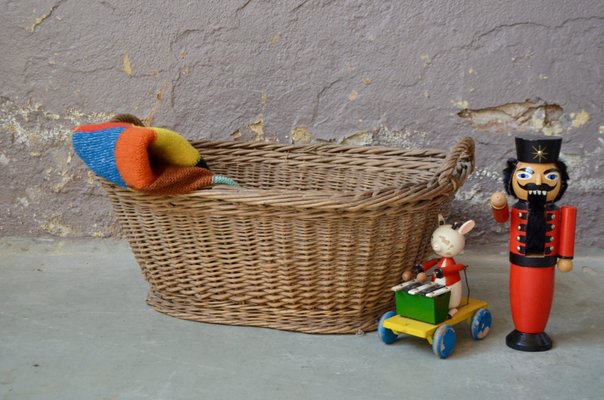 Large Rustic Wicker Farm Basket, France, 1950s-AIU-2028389