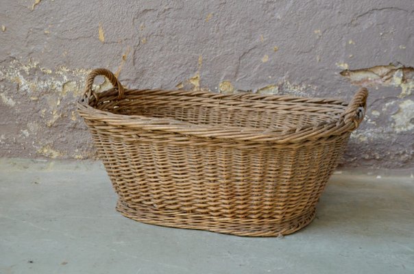 Large Rustic Wicker Farm Basket, France, 1950s-AIU-2028389