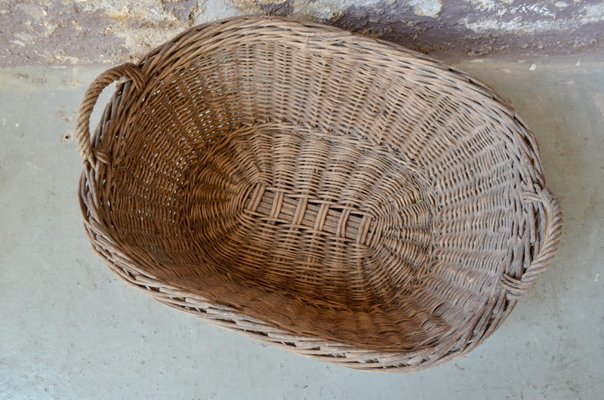 Large Rustic Wicker Farm Basket, France, 1950s-AIU-2028389