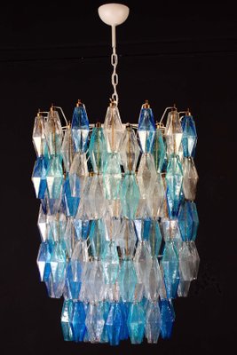 Large Sapphire Murano Glass Poliedri Chandelier in the Style of C. Scarpa-MBH-1032645