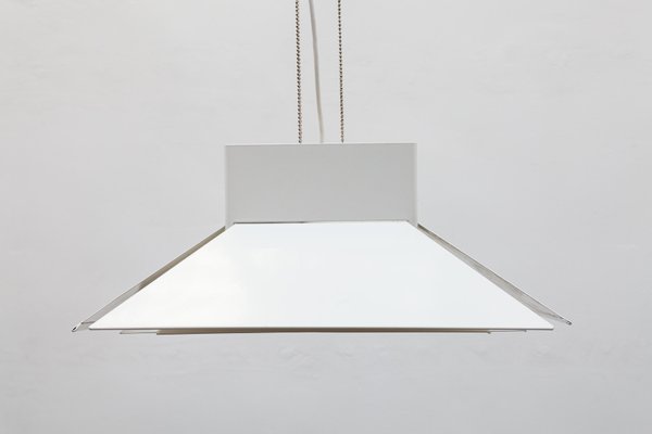 Large Scandinavian Adjustable Metal White Pendant, 1980s-KL-620521