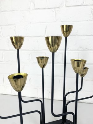 Large Scandinavian Brass & Metal Candleholders by Gunnar Ander for Ystad Metall, Sweden, 1950s, Set of 2-ZM-1731845