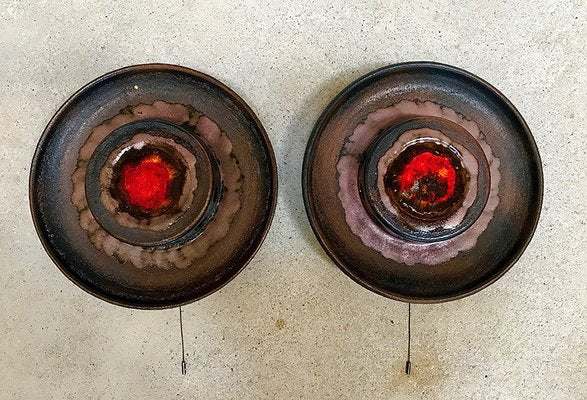 Large Scandinavian Ceramic Wall Lights, 1960s, Set of 2-JP-609020