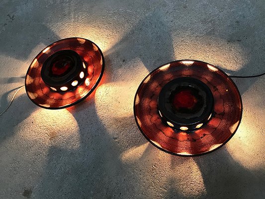 Large Scandinavian Ceramic Wall Lights, 1960s, Set of 2-JP-609020