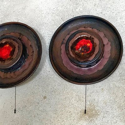 Large Scandinavian Ceramic Wall Lights, 1960s, Set of 2-JP-609020