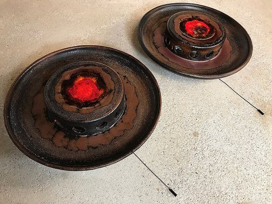 Large Scandinavian Ceramic Wall Lights, 1960s, Set of 2-JP-609020