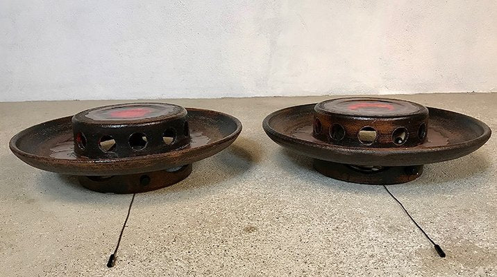 Large Scandinavian Ceramic Wall Lights, 1960s, Set of 2-JP-609020