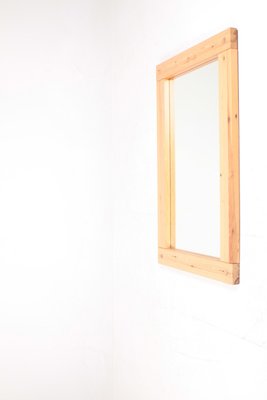 Large Scandinavian Mirror in Solid Patinated Pine, 1970s-FK-827554