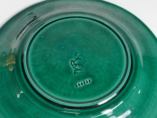 Large Scandinavian Modern Green Plate from Arol Ceramic, Norway, 1950s-RUK-1758073