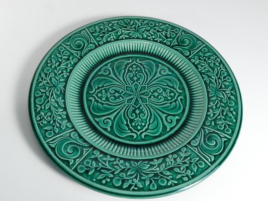 Large Scandinavian Modern Green Plate from Arol Ceramic, Norway, 1950s-RUK-1758073