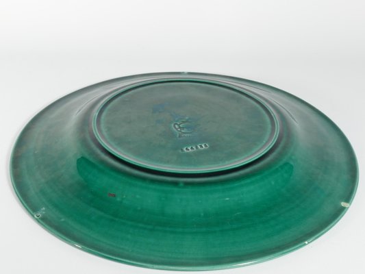 Large Scandinavian Modern Green Plate from Arol Ceramic, Norway, 1950s-RUK-1758073