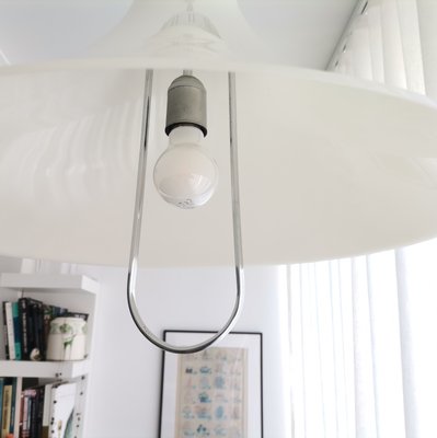 Large Scandinavian Modern White Acrylic Pull Down Extendable Hanging Light, 1960s-SCS-1279079