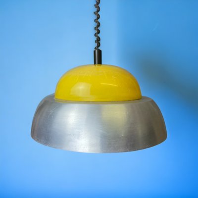 Large Scandinavian Style Yellow Pull Down Pendant Lamp in Acrylic and Aluminium, 1960s-SCS-1235973