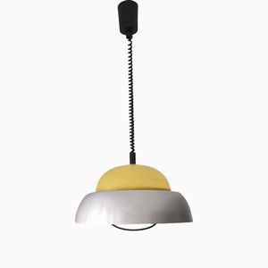 Large Scandinavian Style Yellow Pull Down Pendant Lamp in Acrylic and Aluminium, 1960s-SCS-1235973