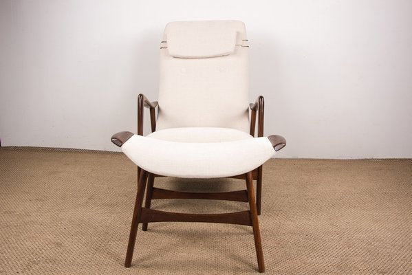 Large Scandinavian Teak Chair with Ottoman by Folke Ohlsson for Westnofa, 1960s-EMB-1757786