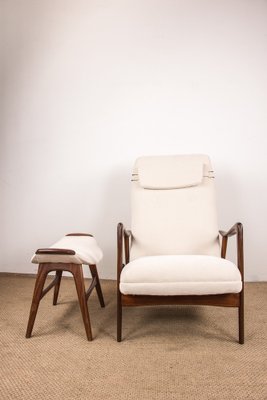 Large Scandinavian Teak Chair with Ottoman by Folke Ohlsson for Westnofa, 1960s-EMB-1757786