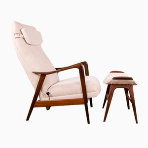 Large Scandinavian Teak Chair with Ottoman by Folke Ohlsson for Westnofa, 1960s-EMB-1757786