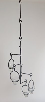 Large Scandinavian Wrought Iron Chandelier for 4 Candles, 1960s-ESB-2019698