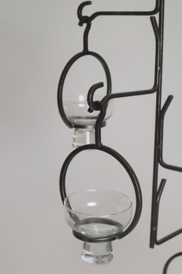 Large Scandinavian Wrought Iron Chandelier for 4 Candles, 1960s-ESB-2019698