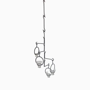 Large Scandinavian Wrought Iron Chandelier for 4 Candles, 1960s-ESB-2019698