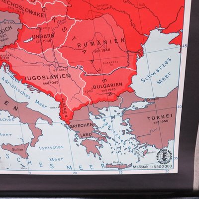 Large School Teaching Map on Contemporary History from Flemming Verlag Hamburg, 1950s-WK-674037