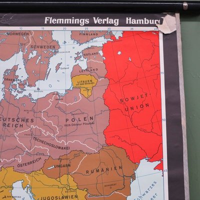 Large School Teaching Map on Contemporary History from Flemming Verlag Hamburg, 1950s-WK-674037