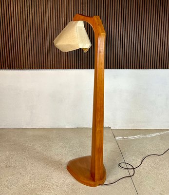 Large Sculptural Anthroposophical Wood and Parchment Arc Floor Lamp, Dornach, Germany, 1950s-JP-1770625