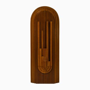 Large Sculptural Brutalist Wall Panel in Teak and Pine, Italy, 1970s-UQV-1795624