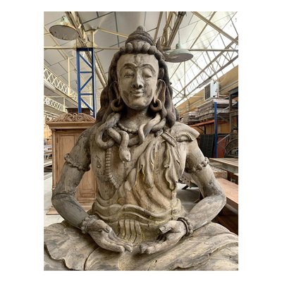 Large Shiva Sculpture in Wood-NQ-1824033