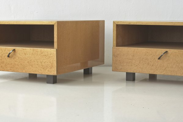 Large Side Tables in Bird`s Eye Maple by Giovanni Offredi for Saporiti Italia, Italy, 1975, Set of 2-LOB-1324038