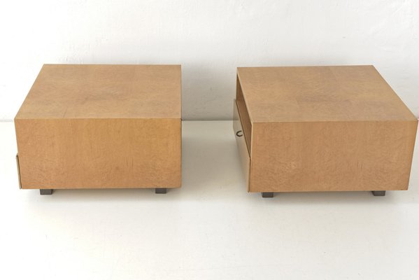 Large Side Tables in Bird`s Eye Maple by Giovanni Offredi for Saporiti Italia, Italy, 1975, Set of 2-LOB-1324038