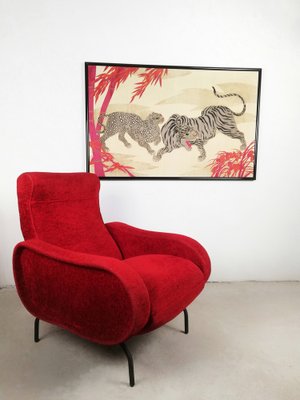 Large Silk Wall Tapestry Depicting a Tiger and a Cheetah by Fabbriziani & Calandra, Italy, 1970s-UIW-1401222