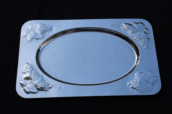 Large Silver Brass Tray, 1970s-EH-1724146