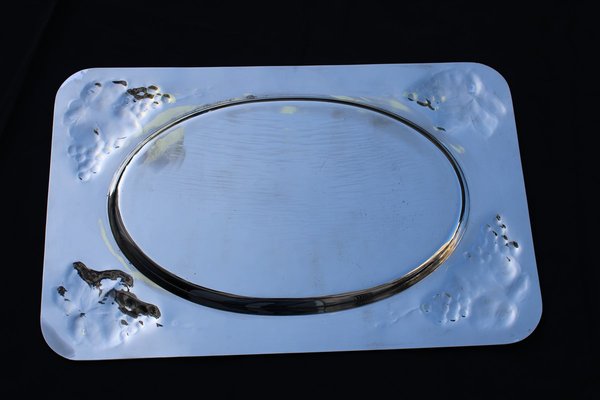 Large Silver Brass Tray, 1970s-EH-1724146