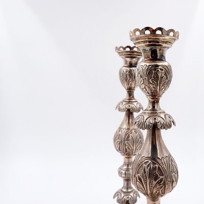 Large Silver Candlesticks, Set of 2-NYF-2018888