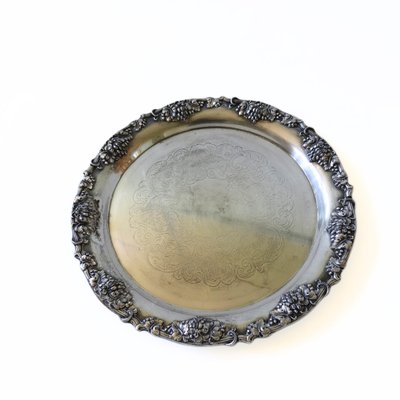 Large Silver-Plated Tray with Embossed Grape Pattern, Sweden-JKV-1787155