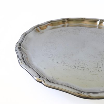 Large Silver-Plated Tray with Flowery Engravings, Sweden-JKV-1787156