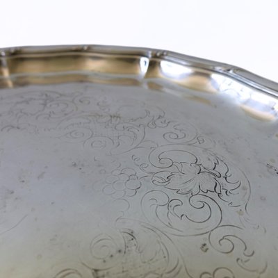 Large Silver-Plated Tray with Flowery Engravings, Sweden-JKV-1787156