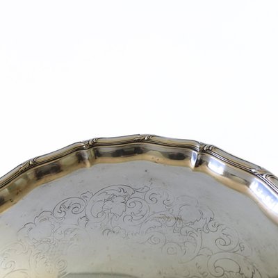 Large Silver-Plated Tray with Flowery Engravings, Sweden-JKV-1787156