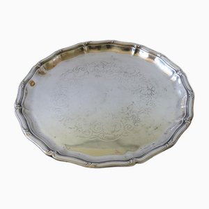 Large Silver-Plated Tray with Flowery Engravings, Sweden-JKV-1787156