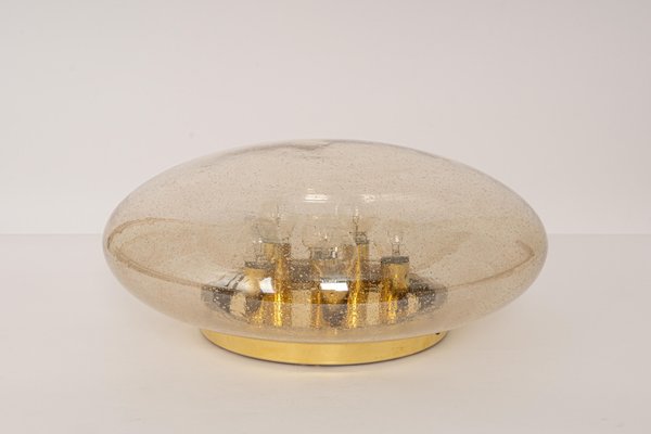 Large Smoked Glass Flush Mount by Limburg, Germany, 1960s-UGR-1086304