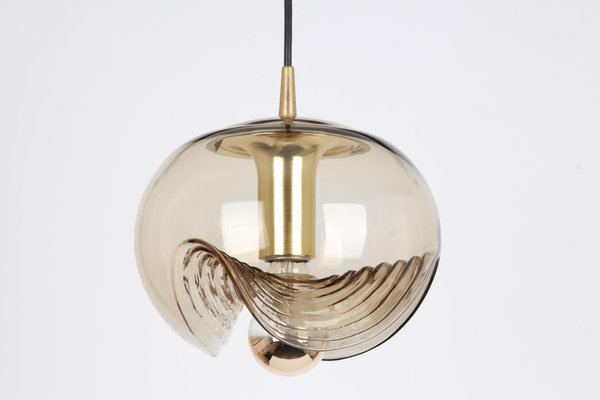 Large Smoked Glass Pendant Light from Peill & Putzler, Germany, 1970s-UGR-1085957