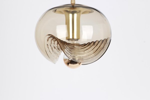 Large Smoked Glass Pendant Light from Peill & Putzler, Germany, 1970s-UGR-1085957