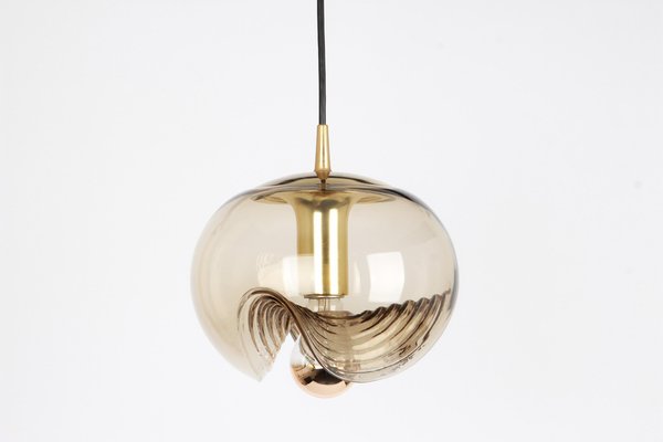 Large Smoked Glass Pendant Light from Peill & Putzler, Germany, 1970s-UGR-1085910